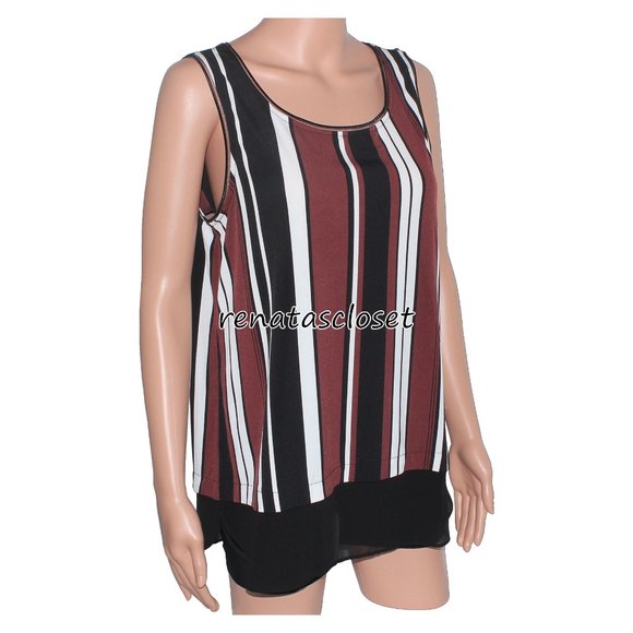 Alfani Women's Striped Overlay Blouse NWT - Picture 2 of 11